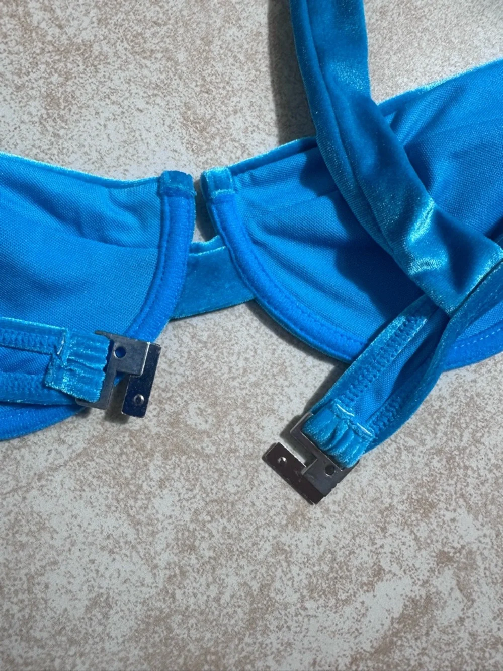 Nasty Gal Turquoise Velvet Bikini Top